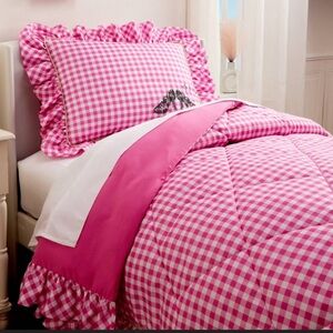 Katie Kime Wicked for Good Pink & White Gingham TWIN Size Comforter Set